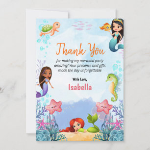 Mermaid Magique Anniversaire Fille Merci Cartes pl