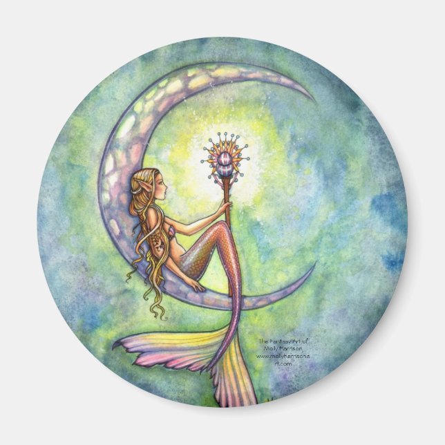Mermaid Magnet, Mermaid Moon by Molly Harrison Magnet (Front)