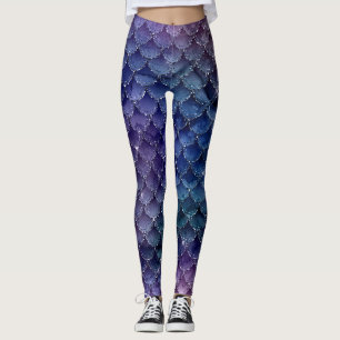 Mermaid Marble Purple Lavender Teal Colours Scales Leggings