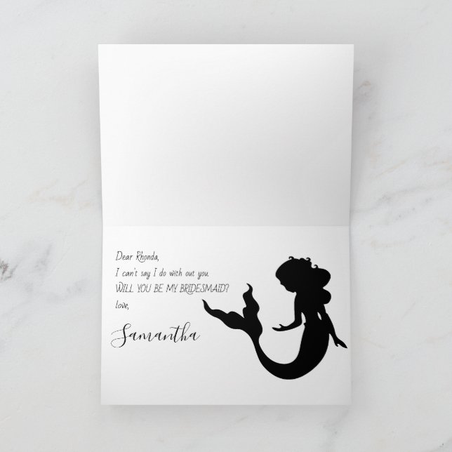 Mermaid Mariage Serez-Vous Ma Carte Bridesmaid (Intérieur)