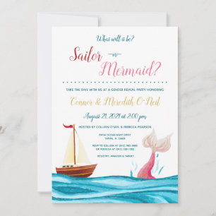 Mermaid/marin Nautique Genre Reveillez Invitation