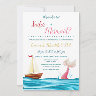 Mermaid/marin Nautique Genre Reveillez Invitation