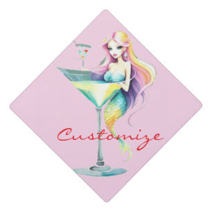 Mermaid Martini Girl Thunder_Cove Graduation Cap Topper
