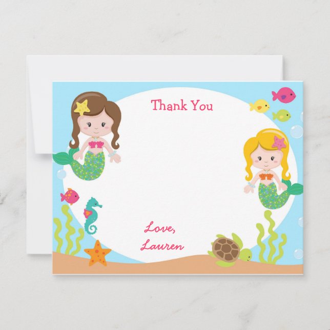 Mermaid Merci Cartes de notes (Devant)
