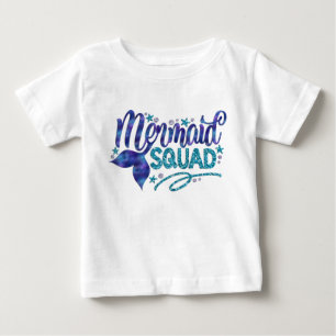 Mermaid - "Mermaid Squad" - Teal Faux Glitter Baby T-Shirt