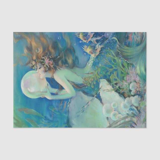 Mermaid / Mermaids Vintage Antique Decoupage Tissue Paper (Front)