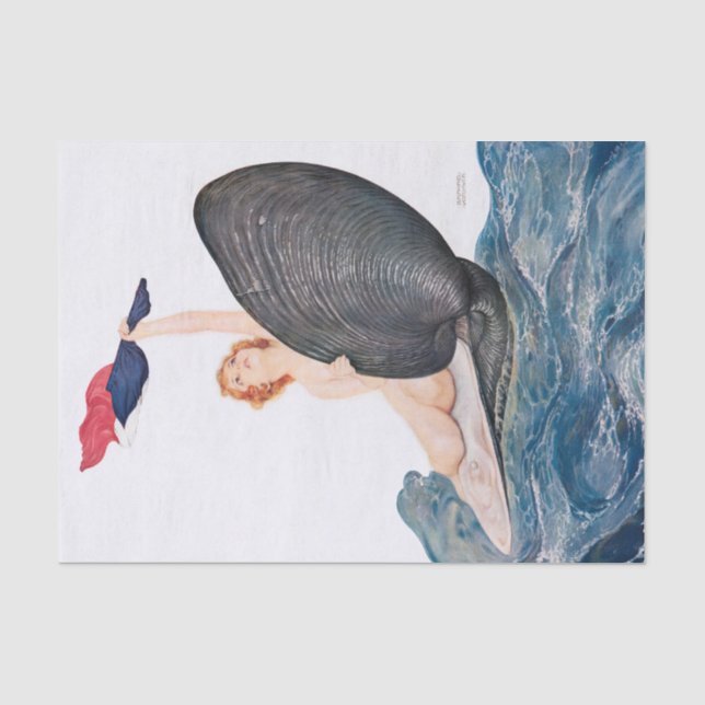 Mermaid / Mermaids Vintage Antique Decoupage Tissue Paper (Front)