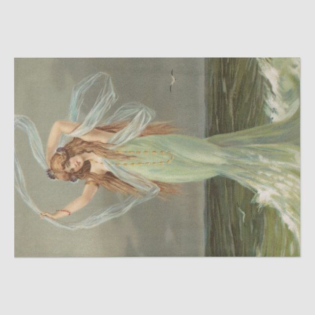Mermaid / Mermaids Vintage Antique Decoupage Tissue Paper (Front)