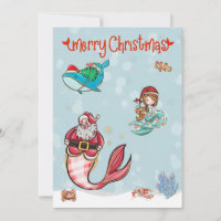 Mermaid Merry Christmas Santa Sealife