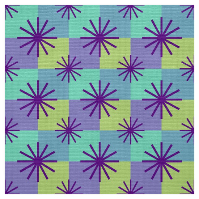 MERMAID - Mid Century Mod on Retro Chequerboard Fabric (Swatch)