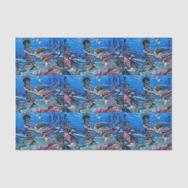 mermaid mom and baby tissue paper (Front)