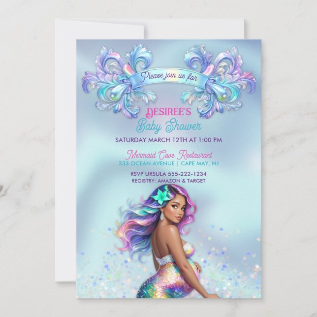 Mermaid Mom Pregnancy Baby Shower Invitation (Front)