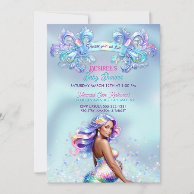 Mermaid Mom Pregnancy Baby Shower Invitation (Front)