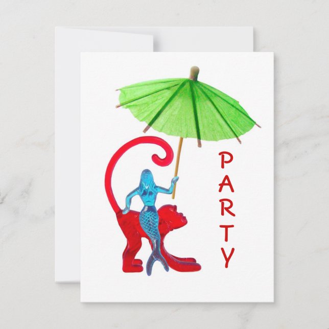 Mermaid Monkey Party Invite (Front)