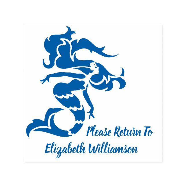 Mermaid Monogram Book Return Self-inking Stamp (Design)