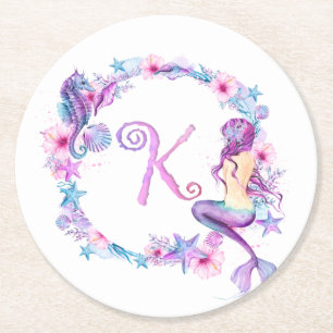 Mermaid Monogram K Coaster