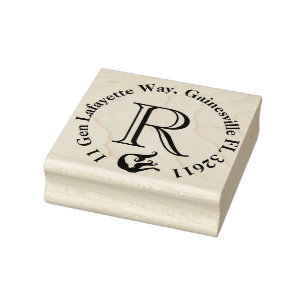 Mermaid Monogram Return Address Rubber Stamp