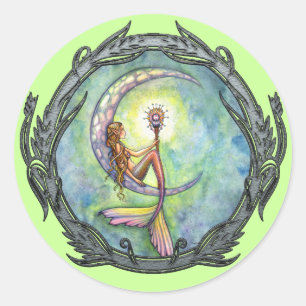 Mermaid Moon Fantasy Art Stickers