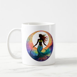 Mermaid Moon Goddess Silhouette Colourful Coasta Coffee Mug