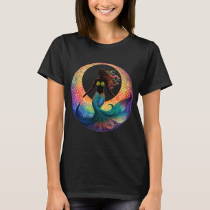 Mermaid Moon Goddess Silhouette   Colourful Graphi T-Shirt