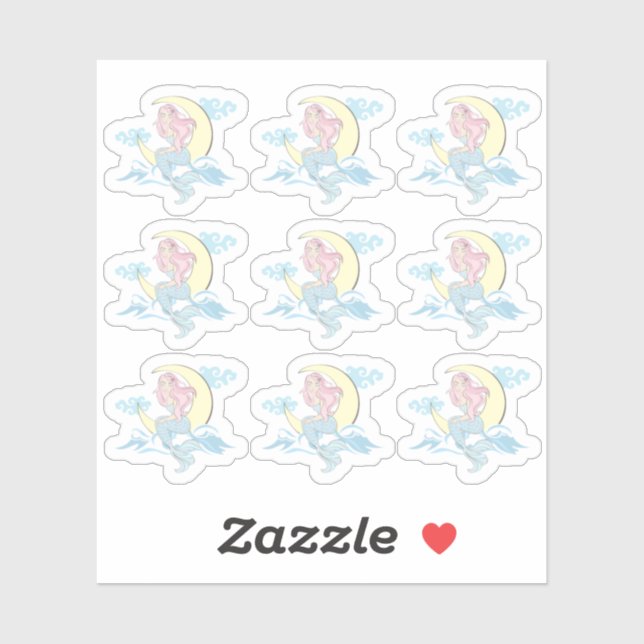 Mermaid Moon Mystical Pink Hair Sea Siren Planner (Sheet)