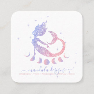 Mermaid moon phrases square business card