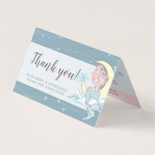 Mermaid Moon & Stars Mystical Bath Thank You Card