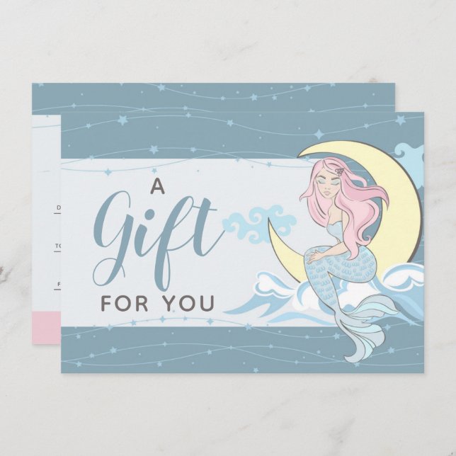 Mermaid Moon Stars Mystical Gift Certificate Card (Front/Back)
