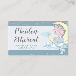 Mermaid Moon & Stars Mystical Pink Hair Sea Siren Business Card