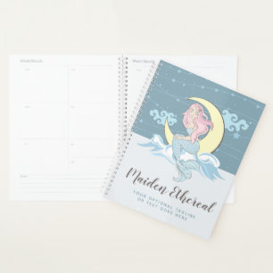 Mermaid Moon & Stars Mystical Pink Hair Sea Siren Planner