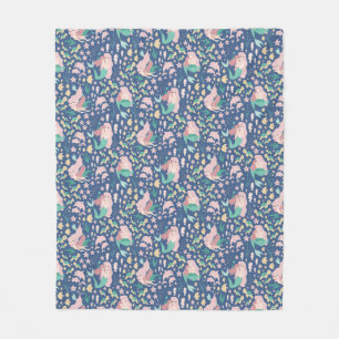 Mermaid Mother Daughter Bonding Ocean Dark Version Fleece Blanket