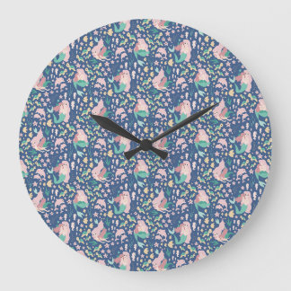 Mermaid Mother Daughter Bonding Ocean Dark Version Large Clock