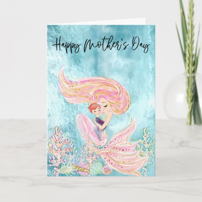 Mermaid Mother's Day with Baby Child Card (Front)