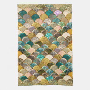 Mermaid Multi Colour Glitter Glam Sea Scales Kitchen Towel
