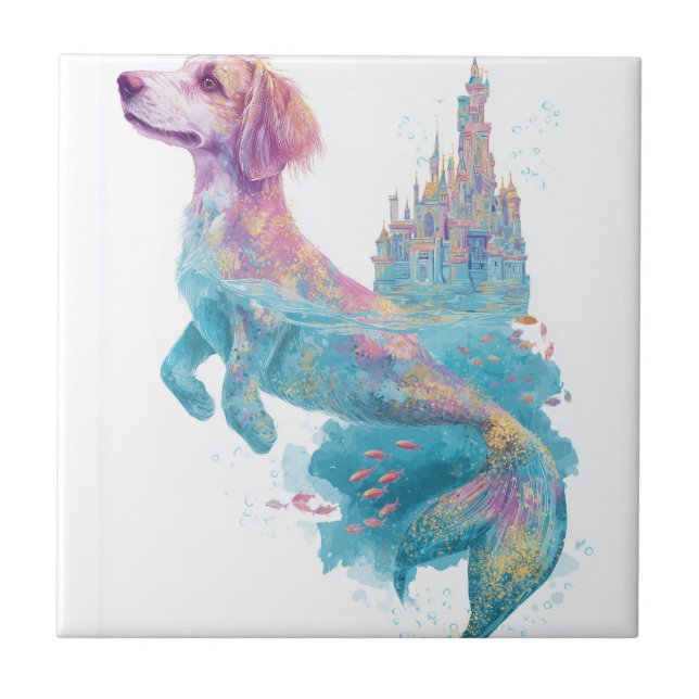 Mermaid Mutt � Underwater Fantasy Dog Tile (Front)