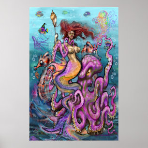 Mermaid n Octopus Poster