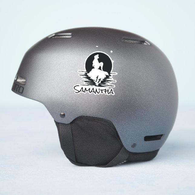 Mermaid Name Black silhouette Sticker (Helmet Side)