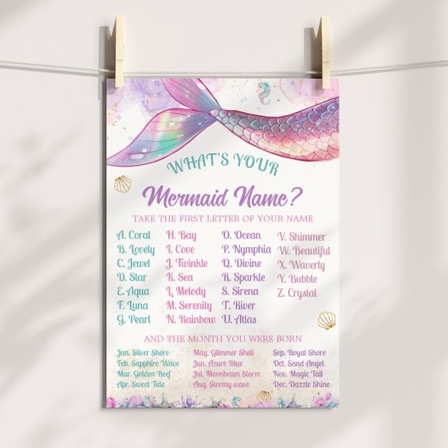 Mermaid Name Game Pastel Ocean Girl Poster (Creator Uploaded)