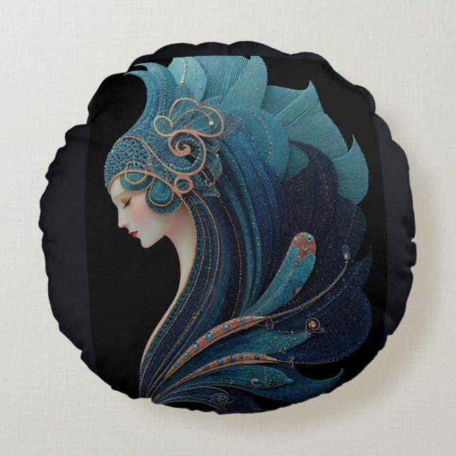 MERMAID NOIR #2 ROUND PILLOW (Front)