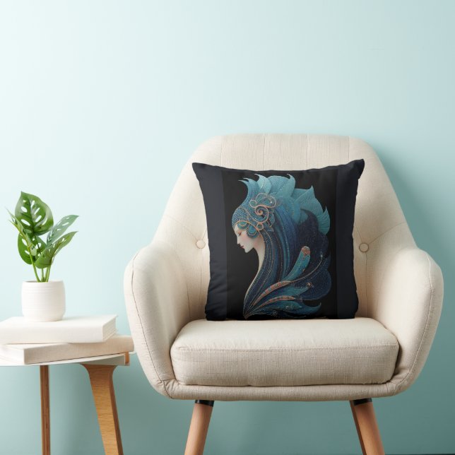 MERMAID NOIR #2 THROW PILLOW (Chair)