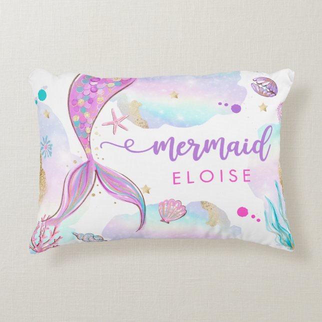 Mermaid Nursery Baby Shower Gift Personalized  Accent Pillow (Front)