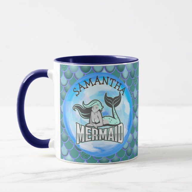 Mermaid Ocean Blue Mug (Left)