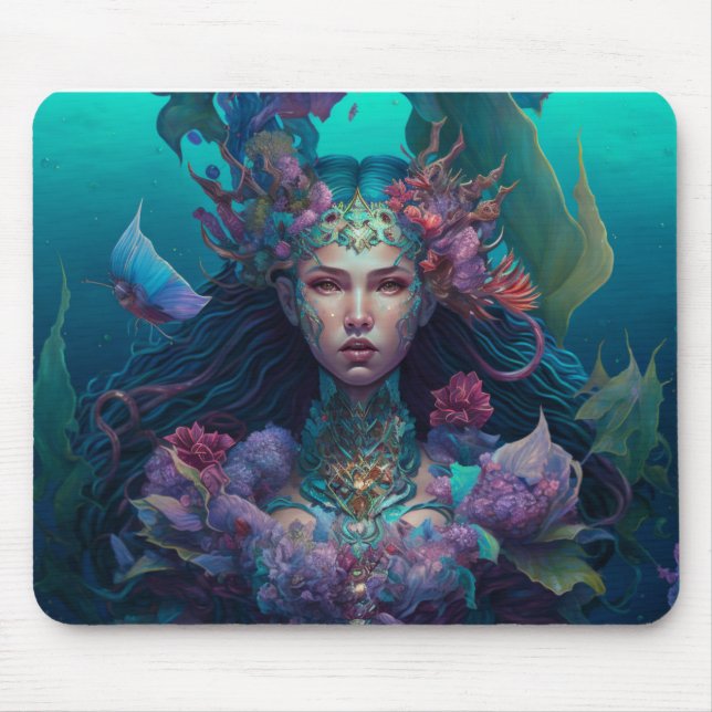 Mermaid Ocean Goddess Mouse Pad (Front)