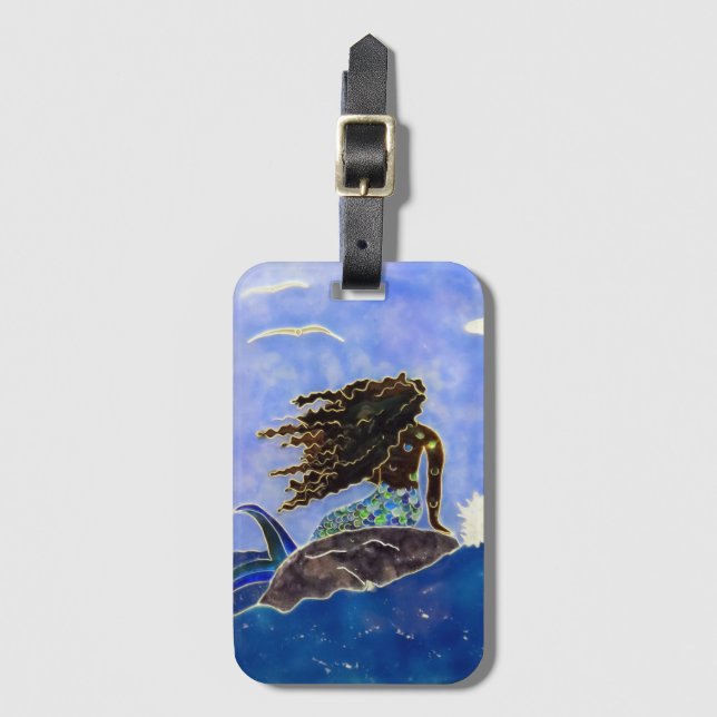 Mermaid & Ocean Luggage Tag (Front Vertical)