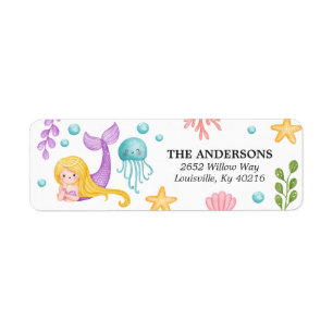 Mermaid Ocean Return Address Label