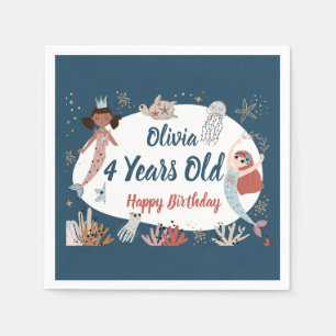 Mermaid Ocean Sea Beach Party Octopus Birthday Kid Napkin