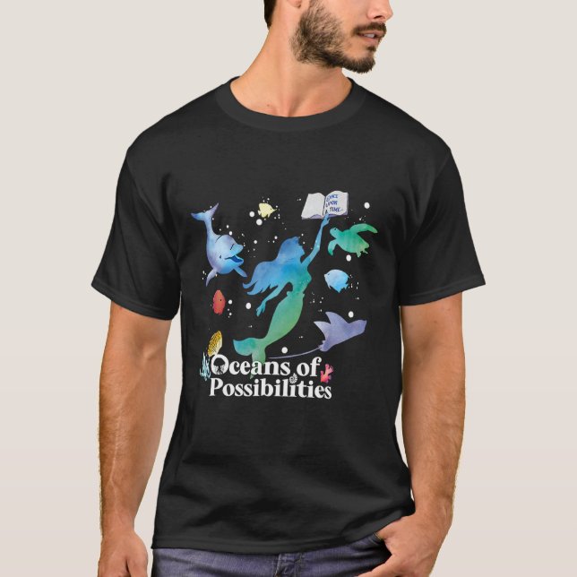 Mermaid Oceans Of Possibilities Summer Reading Boo T-Shirt (Front)