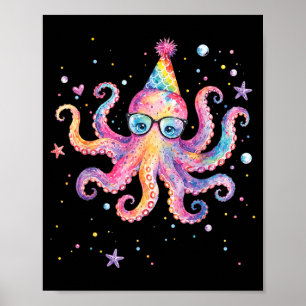 Mermaid Octopus Birthday Summer Matching Aquarium Poster