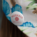 Mermaid Off Duty Distressed Vintage 2 Inch Round Button<br><div class="desc">Identify yourself as off-duty with our cute,  summery round button. Beachy,  vintage style design features "Mermaid Off Duty" in red distressed lettering with a seashell illustration.</div>