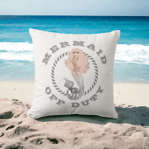 Mermaid Off Duty Girly Nautical Throw Pillow